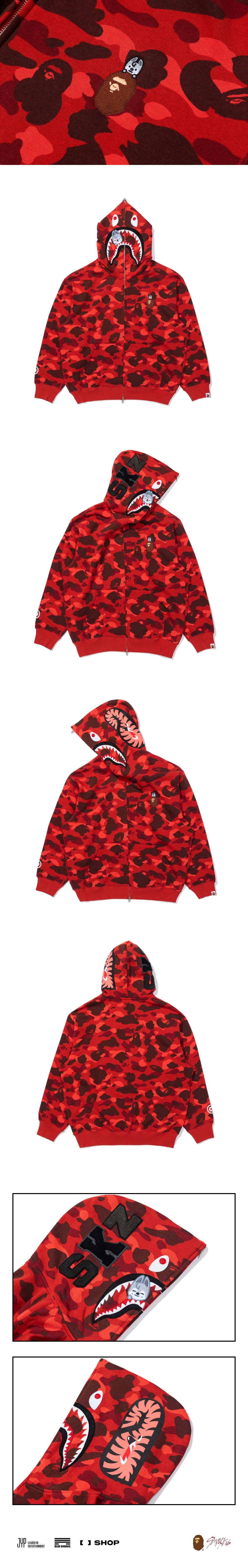 BAPE X Stray Kids Wolf Chan SHARK FULL ZIP HOODIE M (Bang Chan