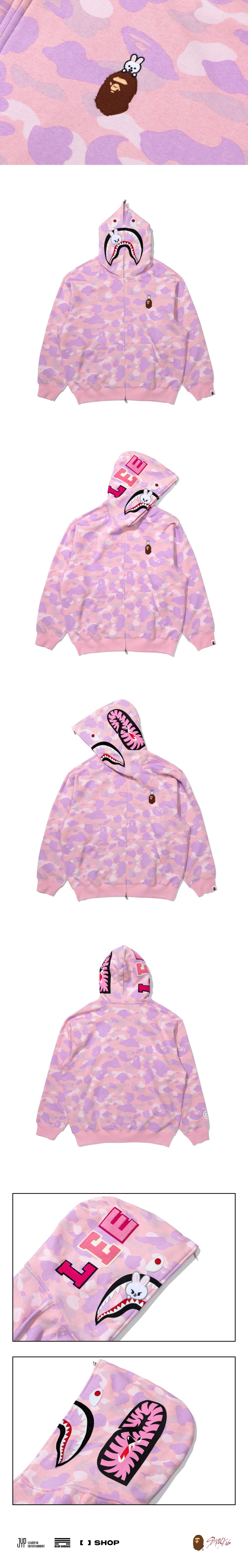BAPE X Stray Kids Leebit SHARK FULL ZIP HOODIE M (Lee Know) | FANS