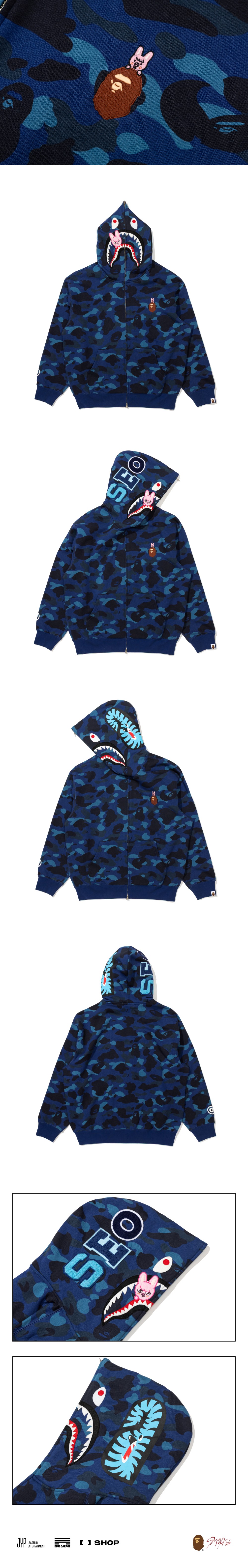 BAPE X Stray Kids DWAEKKI SHARK FULL ZIP HOODIE M (Changbin