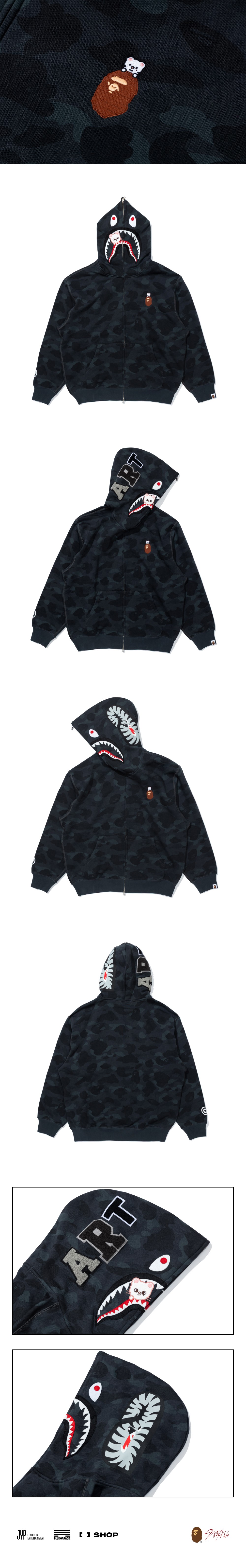 BAPE X Stray Kids Jiniret SHARK FULL ZIP HOODIE M (Hyunjin) | FANS