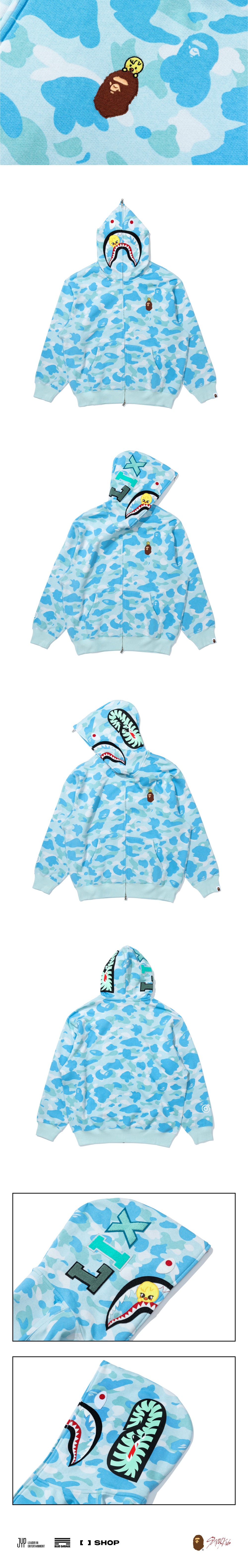 BAPE X Stray Kids BbokAri SHARK FULL ZIP HOODIE M (Felix) | FANS SHOP