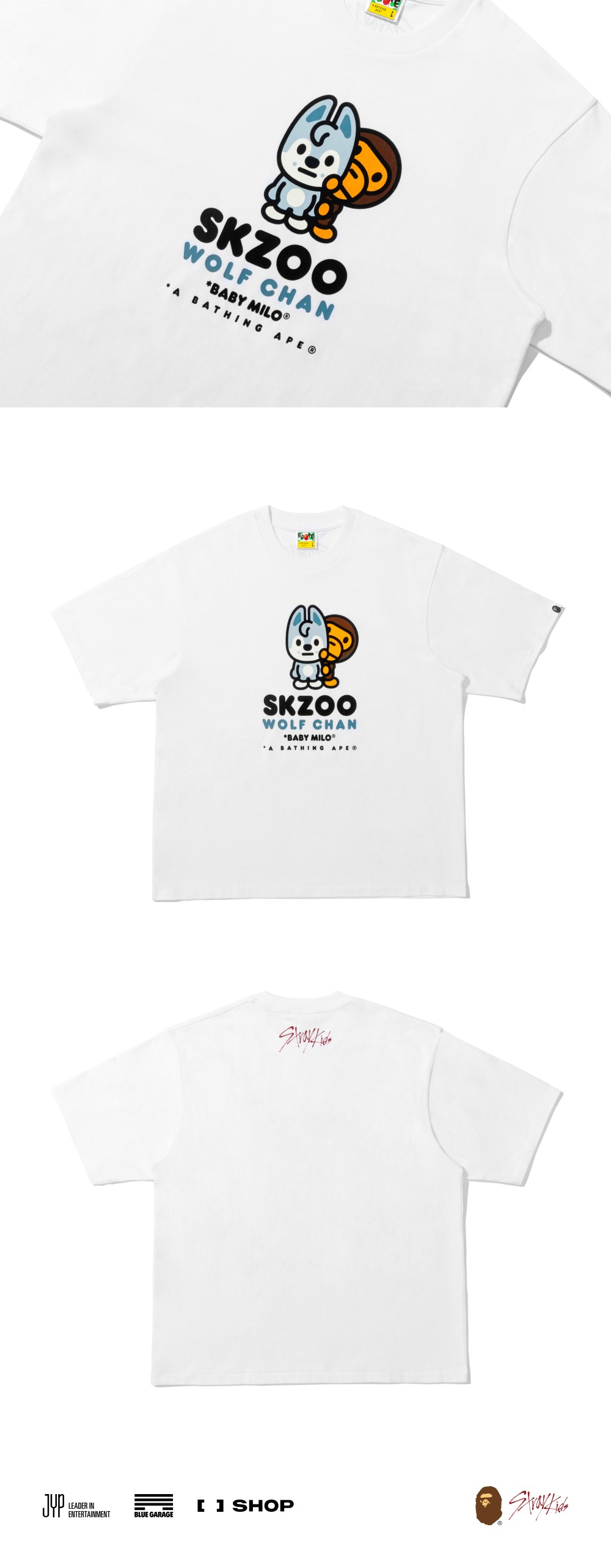 BAPE X Stray Kids WOLF CHAN BABY MILO TEE M (Bang Chan) - BAPE X